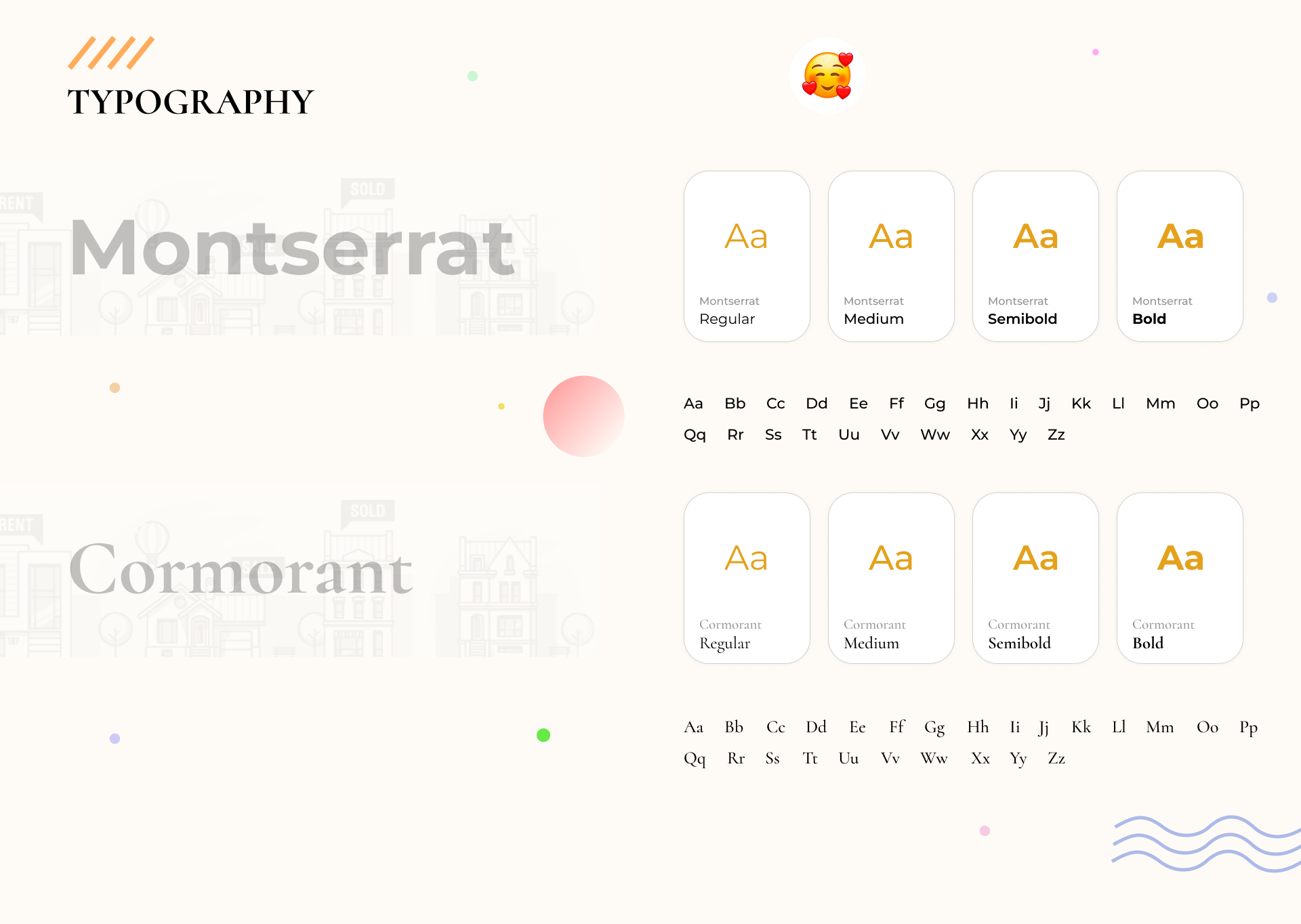 Castel typography: Montserrat and Cormorant type specimens