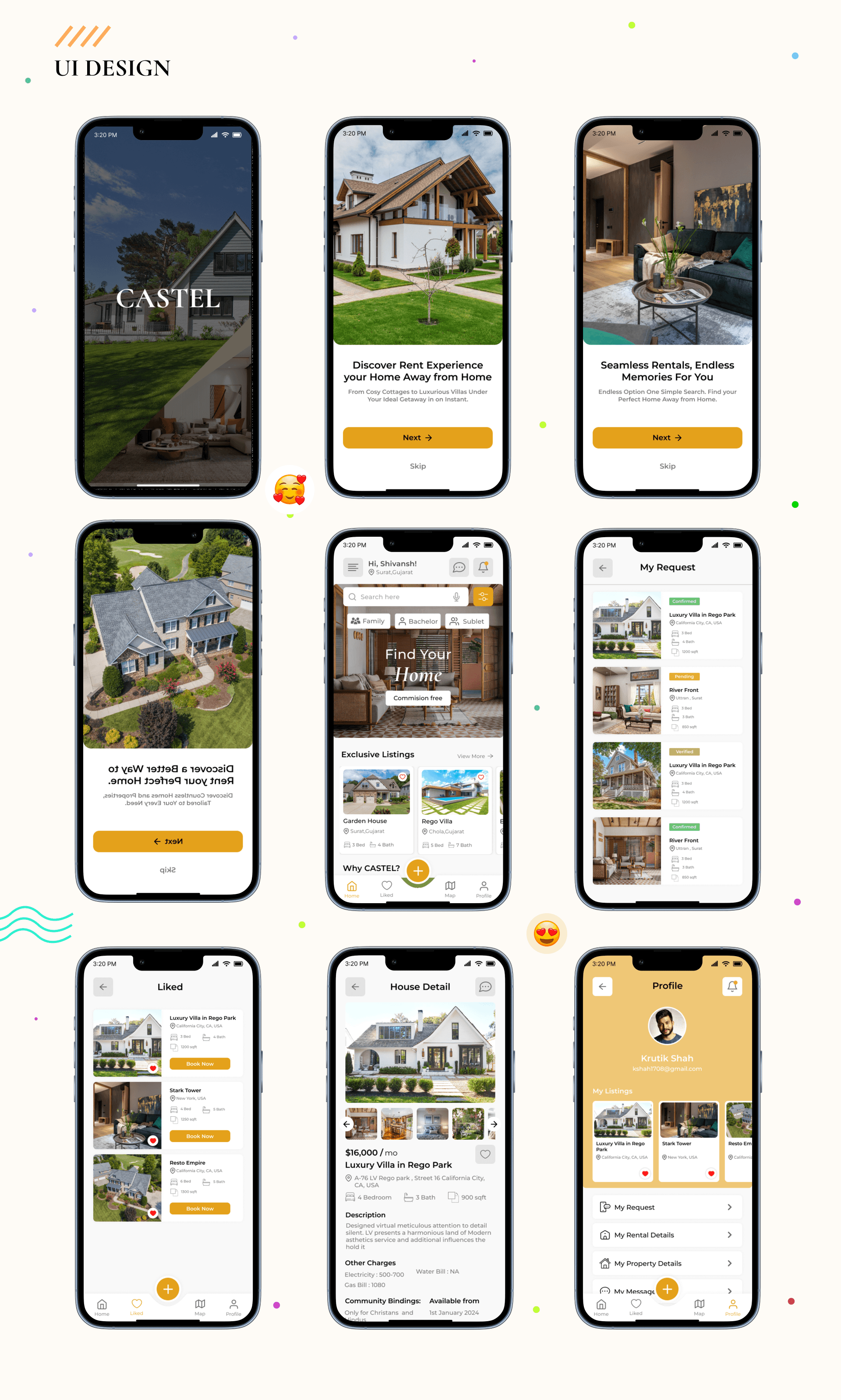 Castel — execution mockup and UI screens
