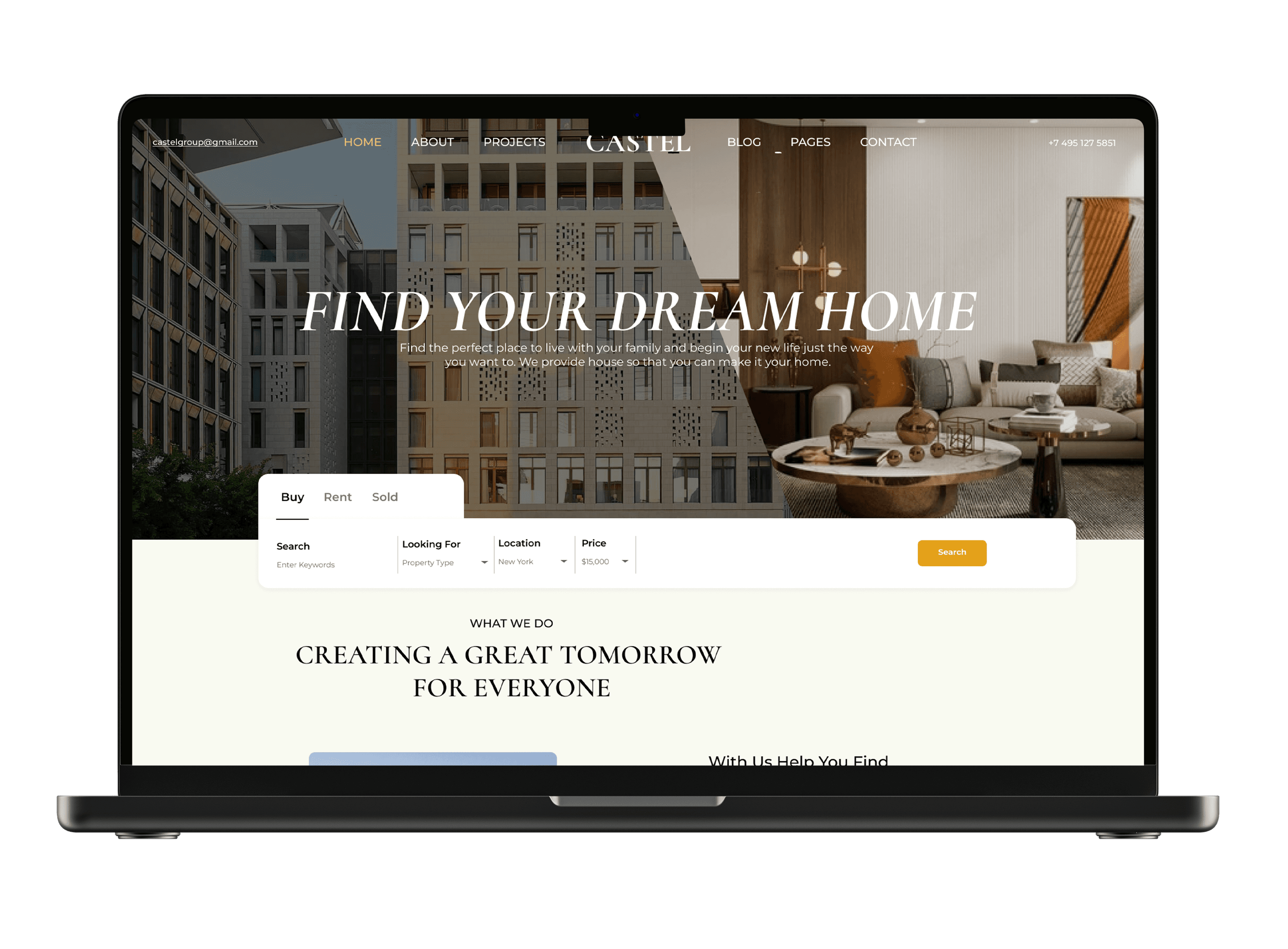 Castel — product mockup and UI screens
