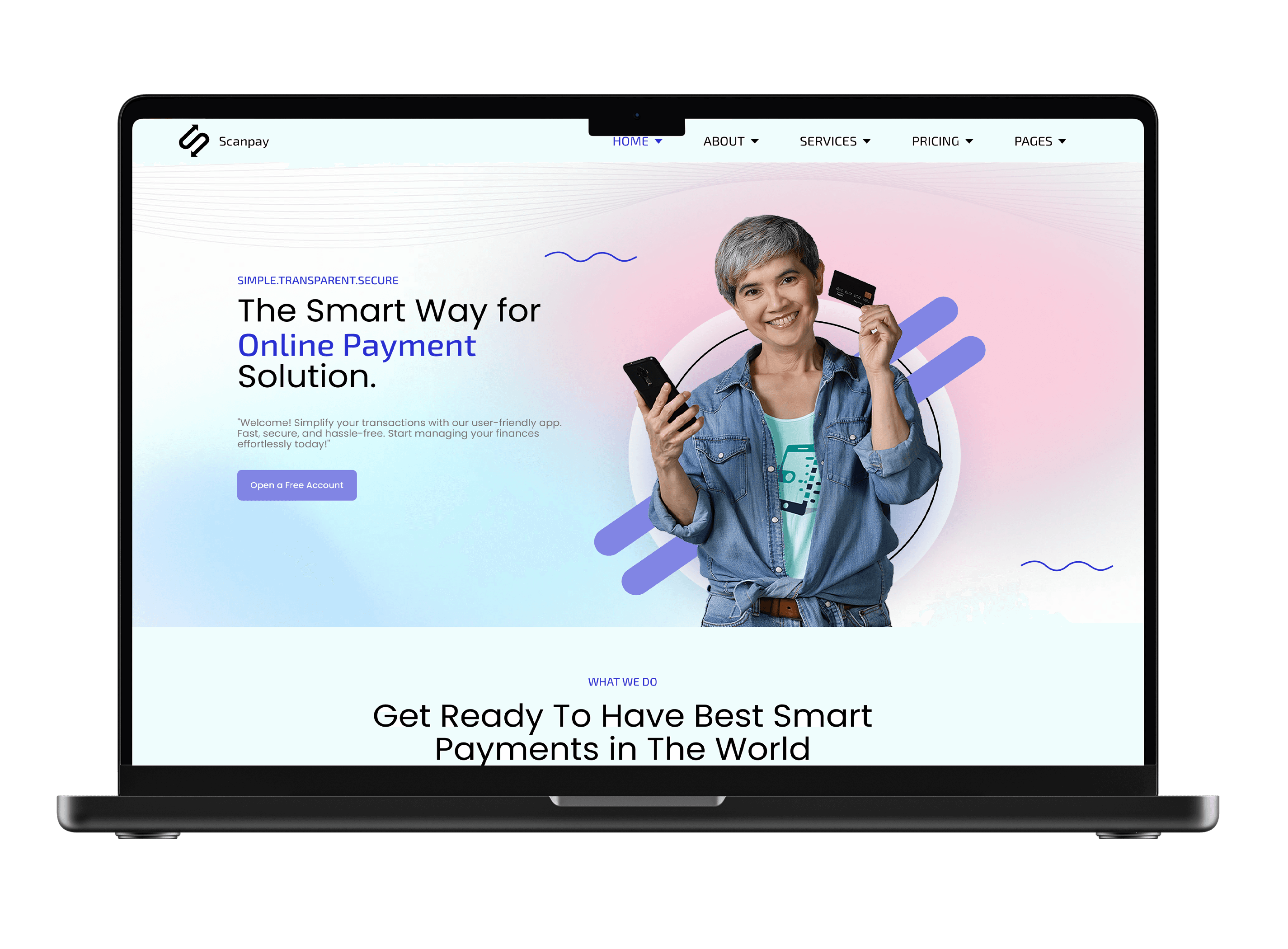 ScanPay — product mockup and UI screens